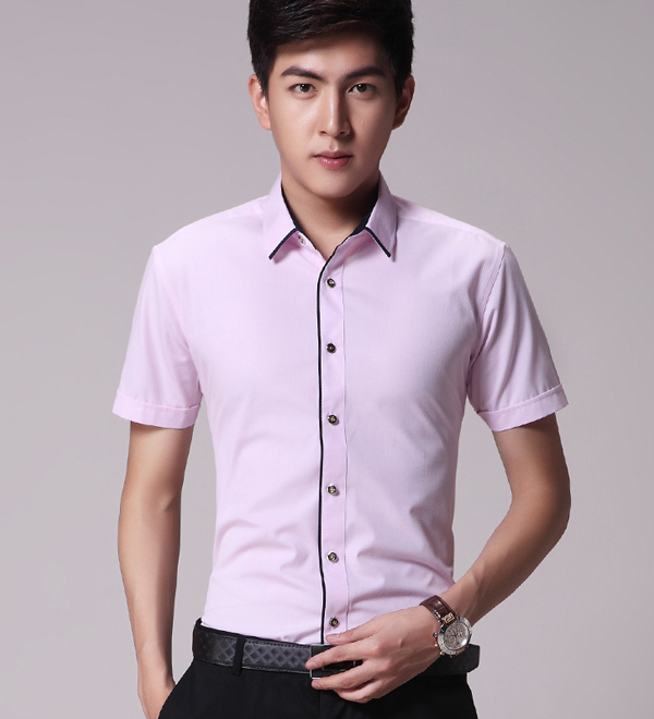 粉色白领短袖衬衣M1606001-3